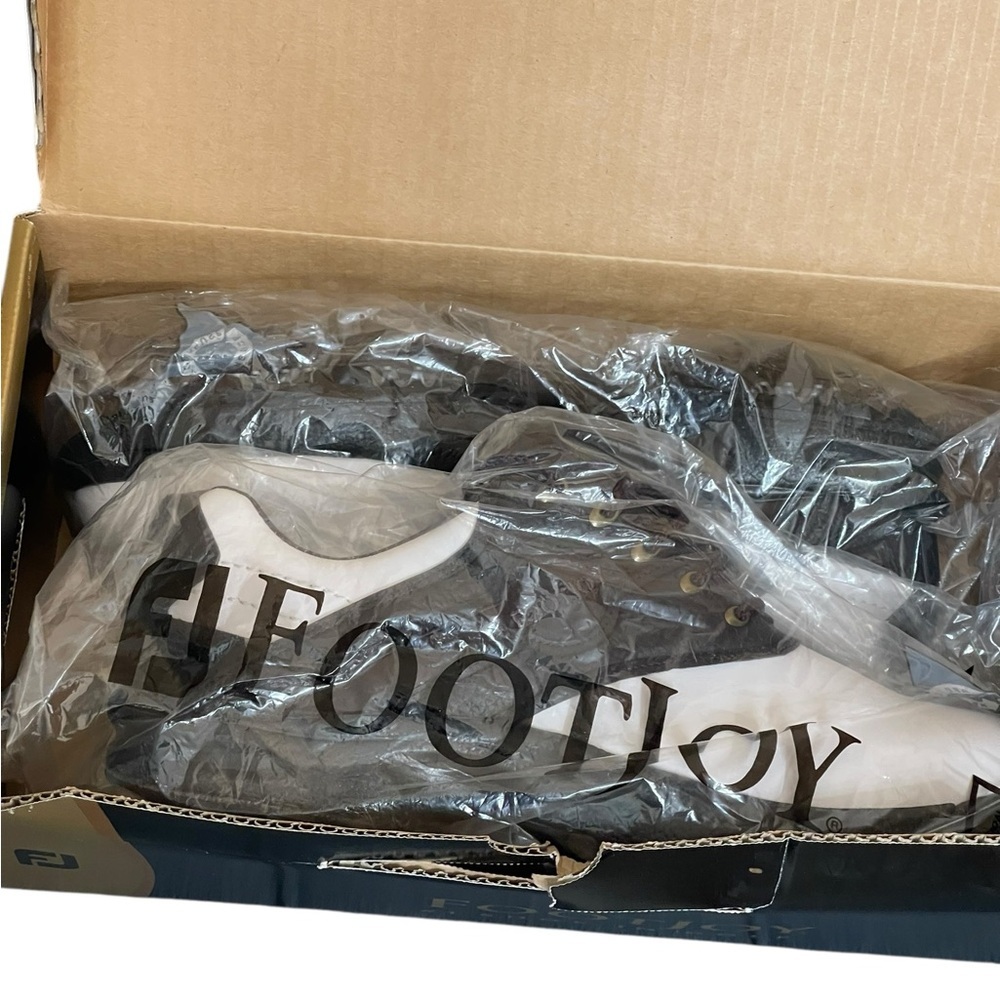 FooJoy Golf white/brown shoes Green Joys Spiked men size 10M - Picture 13 of 16